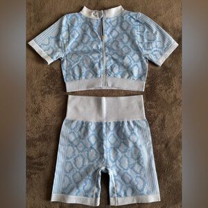 OQQ Blue and Snakeskin Two-Piece Set Medium